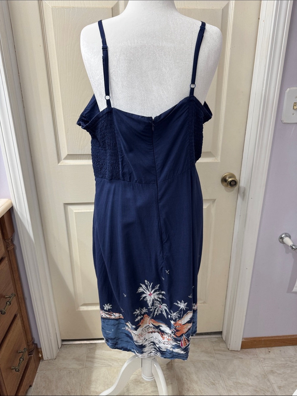 Old Navy Navy Spaghetti-Strap Sundress with Tropical Border Size 4X - Picture 3 of 11